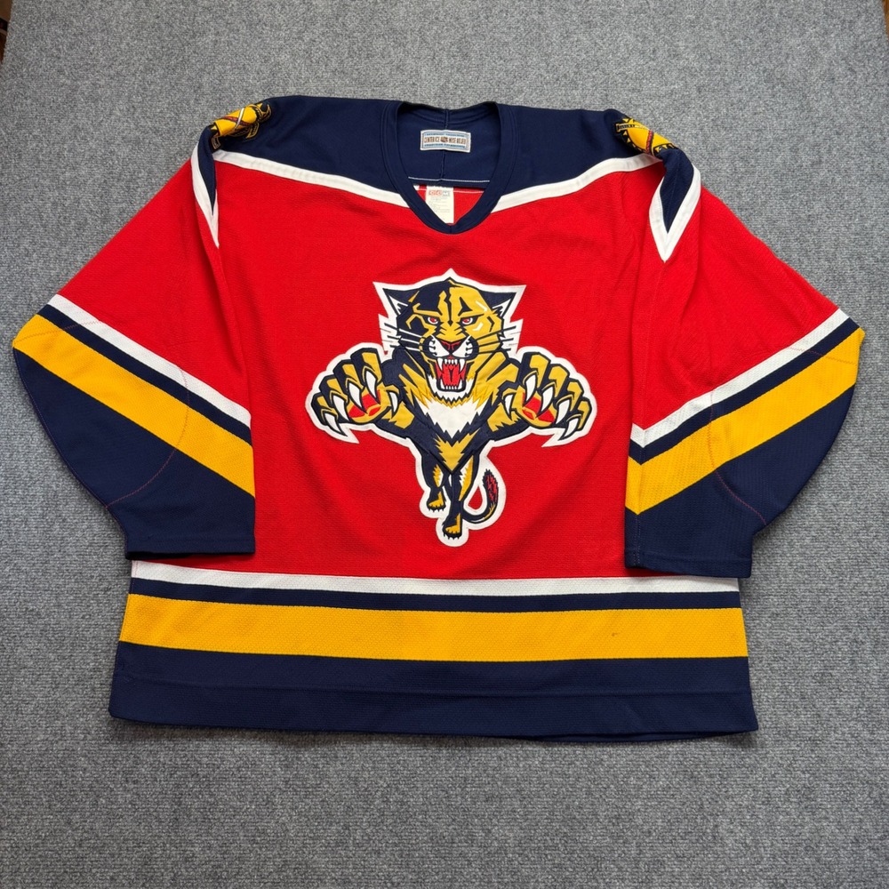 Vintage Florida Panthers CCM Center Ice Authentic Hockey Jersey Red Mens 52